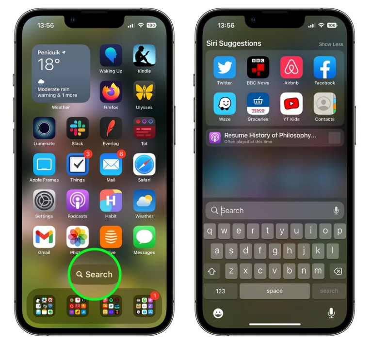 昌吉苹果手机维修分享升级到 iOS 16 后，如何删除主屏幕上的搜索按钮 