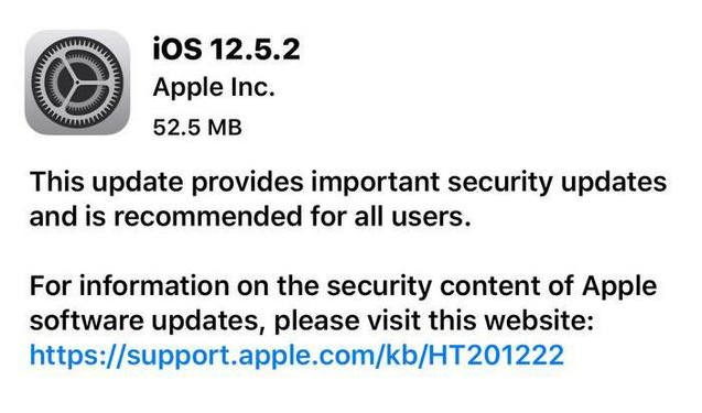 昌吉苹果手机维修分享iOS12.5.2发布，建议所有老苹果用户安装 